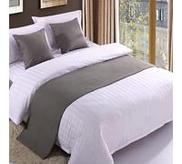 Camino De Cama para Los Pies De La Cama, Color Liso, Bufanda De Cama, Antipolvo, Antideslizante, Funda Protectora para Toallas De Pie De Cama, 04 Grey 50 * 210cm for 1.5m Bed