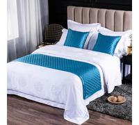 Camino de Cama tamaño King Acolchado de poliéster Tipo sándwich, Bufanda Brillante, cubrecamas Decorativos para Boda, Toalla de Cama para Dormitorio de Hotel, Azul, 50 x 180 cm para Cama de 1,2 m