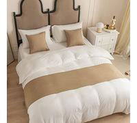 Camino de Cama tamaño King, Color marrón, de algodón y Lino, Color Liso, Suave, para Hotel, Moderna, de 45 x 210 cm.