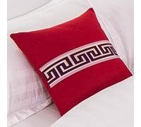 Camino de Cama tamaño King de Lino a Rayas, decoración de Cama, Cojines Cuadrados para Sala de Estar, sofá, Dormitorio, sillón, Asiento de Coche, Rojo, 3, 45 x 45 cm, Funda de cojín con núcleo