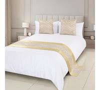 Camino de Cama tamaño King de poliéster Dorado, cubrecamas, cubrecamas, tapete para Dormitorio de Hotel, Beige, 50 x 160 cm para Cama de 1 m