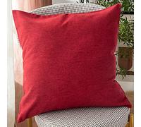 Camino de Cama tamaño King, Funda de Almohada con núcleo para Cama, cojín Cuadrado con Cremallera, Almohada roja para Sala de Estar, sofá, Silla, Asiento de Coche, 50 x 50 cm