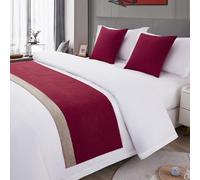 Camino de Cama tamaño King, Funda de cojín de Lino y algodón con núcleo de Almohada, cojín de poliéster para Asiento de Coche, sofá, Silla, Cama, sofá, F-Rojo Caqui, 45 x 45 cm