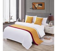 Camino de Cama tamaño King, Funda de cojín de Lino y algodón con núcleo de Almohada, cojín de poliéster para Asiento de Coche, sofá, Silla, Cama, sofá, Color Naranja y Rojo, 45 x 45 cm