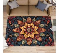 Camino de cocina con diseño de mandala, 80 x 150 cm, diseño de flores misteriosas, antideslizante, antifatiga, para pasillo, entrada y pasillo