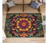 Camino de cocina con diseño de mandala, 80 x 150 cm, diseño de flores, rústico, antideslizante, antifatiga, para pasillo, entrada y pasillo