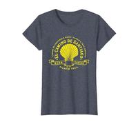 Camino de Finisterre & Muxía - Viera - El Camino de Santiago Camiseta, Mujer, Azul Jaspeado, L