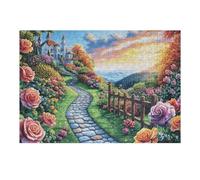 Camino de Flores cabaña Campo Naturaleza Salvaje Puzzles 300 Piezas Impossible 3D Ultra Difícil Rompecabezas para Adultos Desafío Intelectual Estera Portátil DIY Moderno Creativo 300 PCS