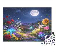 Camino de Jardín con Luz de Luna Puzzle de 1000 Piezas Cartón Puzzle para Adultos Noche Fantasía Floral Relajación Hogar 52x38cm/1000pcs