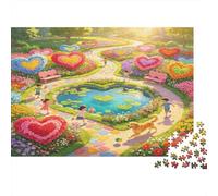 Camino de Jardín Corazón Puzzle de 1000 Piezas Papel para Adultos Juego de Puzzle Relajación Decoración Hogar Regalo Familiar 70x50cm/1000pcs