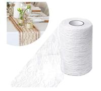 Camino de Mesa 15cm*22m, Camino de Mesa de Encaje Blanco, Exquisito Caminos de Mesa de Encaje Blanco, Ideal para bautizos, comuniones y Bodas