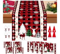 Camino de Mesa 17 en 1 para Navidad y Cuatro manteles Individuales, marcadores de Cristal, Camino de Mesa Festivo, decoración de Navidad, decoración Fiestas, 2
