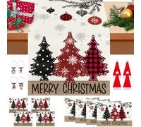 Camino de Mesa 17 en 1 para Navidad y Cuatro manteles Individuales, marcadores de Cristal, Camino de Mesa Festivo, decoración de Navidad, decoración de Fiestas, 3