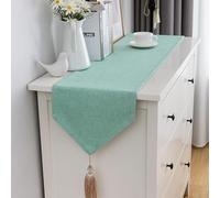 Camino de Mesa 30 40cm Wide Table Runner, Grey, Blue, Farmhouse Decor with Tassels, Perfect For Wedding/Party/Hotel(Blue,40x310cm)