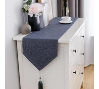 Camino de Mesa 30 40cm Wide Table Runner, Grey, Blue, Farmhouse Decor with Tassels, Perfect For Wedding/Party/Hotel(Grey,30x310cm)