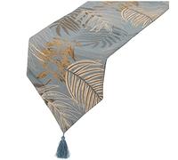 CAMINO DE MESA 30X180CM HOJASAZUL/DORADO POLIÉSTER 30X180CM