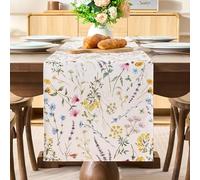 Camino de Mesa 40x140 cm Decoración Floral, Table Runner Corto, Decoración de Mesa de Cocina, Comedor, Fiesta, Interior, Temporada Primavera Verano, Lavable