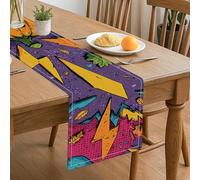 Camino de mesa abstracto colorido, patrones geométricos vibrantes para decoración moderna de cocina, comedor, reuniones en el hogar, 33 x 183 cm
