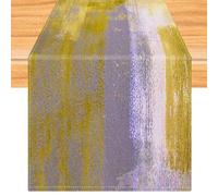 Camino de Mesa Amarillo 33 x 183 cm Caminos de Mesa Pintura de Arte Moderno Camino de Mesa Corto de Lino Decoración de Mesa Lavable para Fiestas de Navidad Bodas Vacaciones Decoración de Dumpleaños