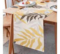 Camino de Mesa Amarillo Marrón Gris Hojas Camino de Mesa Mantel Decorativo Mantel de Mesa Fácil de Limpia Camino de Mesa Moderno Poliéster Caminos de Mesa para Interior Exterior Comedor 33x183cm