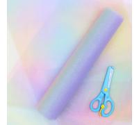 Camino de Mesa Arcoiris Brillo, Tela Decorativa de Tul Arcoiris Cinta de Tul Camino de Mesa 30cm x 9m, Tela de Tul Arcoiris Brillo con Tijeras Antipellizco para Cumpleaños y Escritorio