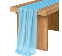 Camino de Mesa Azul Cielo de Gasa, 77 X 300 CM Tela de Tul Camino de Mesa de Gasa para Bodas Bohemias, Bautizos, Baby Showers Despedidas de Soltera O Decoració N de la Mesa de la Cocina