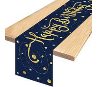Camino de Mesa Azul y Plata para cumpleaños, Mantel de Feliz cumpleaños, Mantel de cumpleaños con Confeti, decoración de Mesa para niños y niñas, 180 x 35 cm
