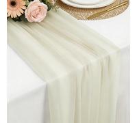 Camino de Mesa Beige de Gasa, 77 X 300 CM Tela de Tul Camino de Mesa de Gasa para Bodas Bohemias, Bautizos, Baby Showers Despedidas de Soltera O Decoració N de la Mesa de la Cocina