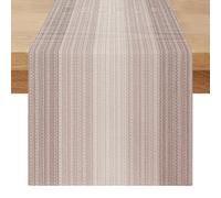 Camino de Mesa Beige Marrón 40 x 140 cm Primavera Verano Camino de Mesa Moderno Blanco Gradiente Rayas Centro de Mesa Decorativo Salon para Comunion Mesa Dulce Bautizo Fiesta