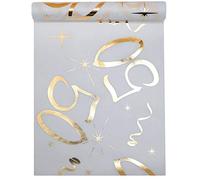 Camino de mesa blanco de oro 50 años 30 cm x 5 m plástico Banner Mantel Mesa decorativa de banda