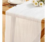 Camino de Mesa Blanco Estilo Bohemio, 280 x 80 CM Lavable Rústico Bodas Camino de Mesa para Fiestas de Año Nuevo, Baby Showers, Navidad Despedidas de Soltera Decoración de Mesas de Cocina