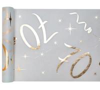 Camino de mesa blanco y dorado, 70 años, 30 cm x 5 m, tela decorativa