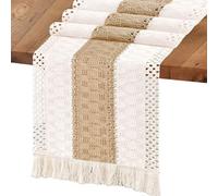 Camino de Mesa Bohemio 30 × 140 cm, Poliéster, Mantel de Lino-Algodón, Lavable, con Borlas, Suave y Cómodo, Adecuado para Restaurantes Occidentales, Cafés, Bodas
