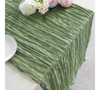 Camino de mesa bohemio, decoración de mesa, tela de gasa rústica, para casa, fiesta, festival, cocina, comida, vacaciones (verde)
