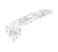 Camino de mesa bordado festivo con mantel hueco intrincado para fiesta en casa o celebración