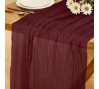 Camino de Mesa Burdeos Estilo Bohemio, 280 x 80 CM Lavable Rústico Bodas Camino de Mesa para Fiestas de Año Nuevo, Baby Showers, Navidad Despedidas de Soltera Decoración de Mesas de Cocina