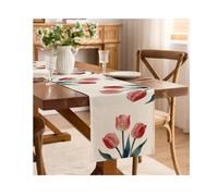 Camino De Mesa Comedor con Flores Tulipán En Acuarela para Boda