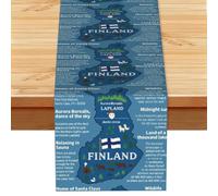 Camino de mesa con diseño de mapa de Finlandia con varias hazañas de estilo vintage de 13 x 72 pulgadas, centros de mesa impresos suaves para mesas, cocina, encimeras y comedor, decoración del hogar