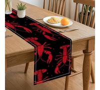Camino de mesa con estampado de langosta, patrón de mariscos rojos, decoración para el hogar, cenas familiares, suministros de fiesta de verano, 33 x 183 cm