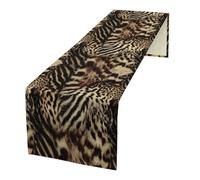 Camino de mesa con estampado de piel de animal, vintage, casa de campo, vida silvestre occidental, safari, leopardo, cebra, camino de cena para cocina, mesa de comedor, fiesta, vacaciones, 13 x 36