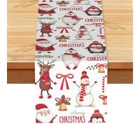 Camino de mesa con estampado navideño de Papá Noel para el hogar, hotel, comedor, cocina, fiesta, decoración interior y exterior, 13 x 72 pulgadas