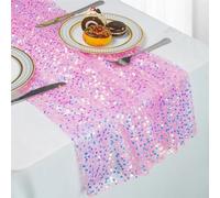 Camino de mesa con lentejuelas, decoración for fiestas, cumpleaños, bodas, cenas, eventos, accesorio brillante for mesa.(Pink)