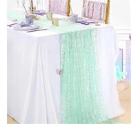 Camino de mesa con lentejuelas, decoración for fiestas, cumpleaños, bodas, cenas, eventos, accesorio brillante for mesa.(Light green)