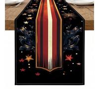 Camino de mesa con patrón de estrella vintage, camino de mesa decorativo a rayas retro para reuniones de vacaciones y eventos especiales, 33 x 183 cm