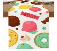 Camino de mesa con temática de caramelo, decoración de postre colorida para el hogar, cocina, comedor, fiestas, 13 x 90 pulgadas
