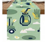 Camino de mesa con temática de golf, divertido patrón deportivo para decoración de comedor, perfecto para barbacoas de verano y fiestas deportivas, 13 x 72 pulgadas