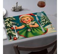 Camino de mesa con un niño en un vestido verde sosteniendo una paloma blanca para comedor, mantel de cocina y comedor (1 unidad)