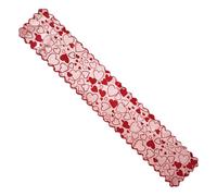 Camino de mesa de amor | Corazón de encaje rojo para decoración de comedor para el día de San Valentín - Camino de mesa de escritorio interior | para vacaciones, aniversarios, bodas, banquetes