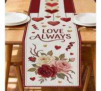 Camino de mesa de amor para el día de San Valentín, romántico patrón de corazones florales para decoración del hogar, perfecto para reuniones de vacaciones, 33 x 183 cm
