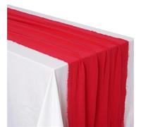 Camino de mesa de boda de gasa de algodón, servilletas de comedor con textura de rebabas for regalo, decoración de mesa de cocina, caminos de mesa(Red)